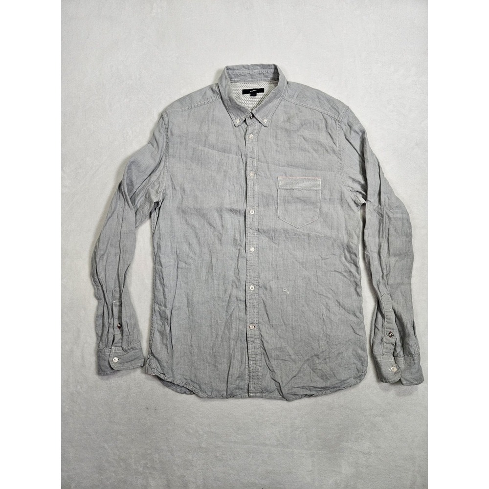 Diesel Black Label Men's XL Linen Long Sleeve Shirt Chambray Pockets Summer